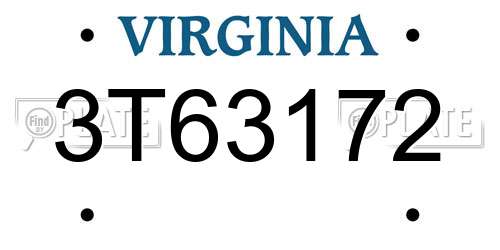 3T63172 Virginia License Plate