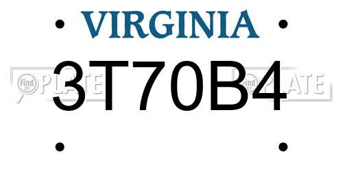 3T70B4 Virginia License Plate