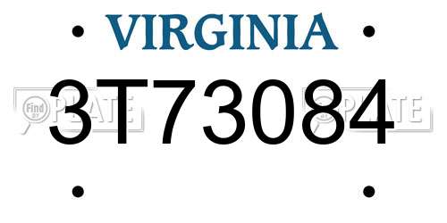 3T73084 Virginia License Plate