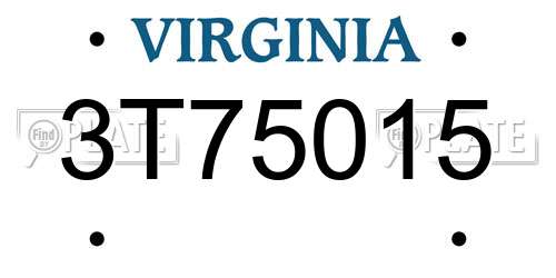 3T75015 Virginia License Plate