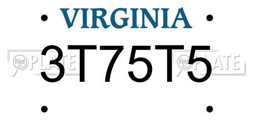 3T75T5 Virginia License Plate