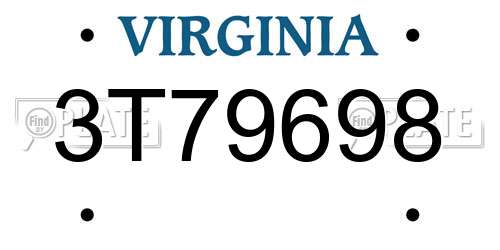 3T79698 Virginia License Plate
