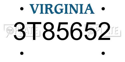 3T85652 Virginia License Plate