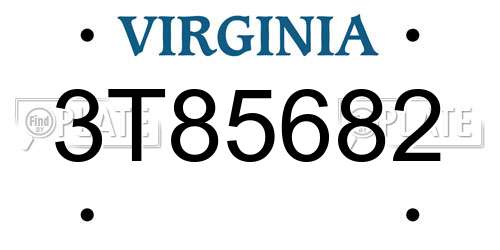 3T85682 Virginia License Plate