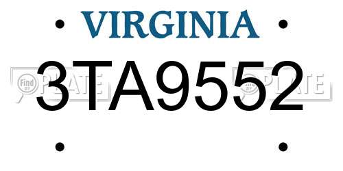 3TA9552 Virginia License Plate