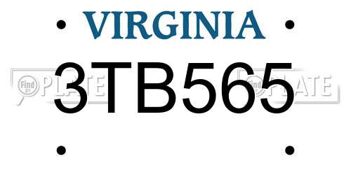 3TB565 Virginia License Plate