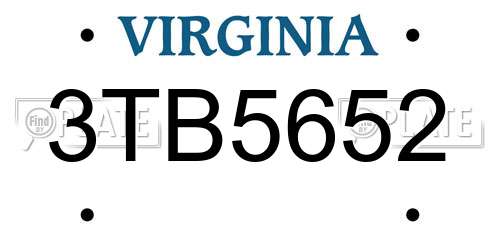 3TB5652 Virginia License Plate