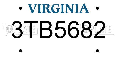 3TB5682 Virginia License Plate