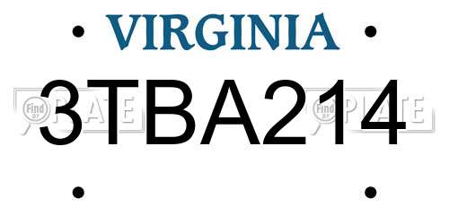 3TBA214 Virginia License Plate
