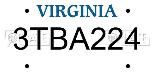 3TBA224 Virginia License Plate