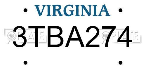 3TBA274 Virginia License Plate