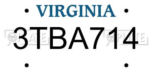 3TBA714 Virginia License Plate