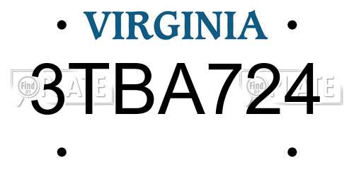 3TBA724 Virginia License Plate