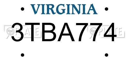 3TBA774 Virginia License Plate