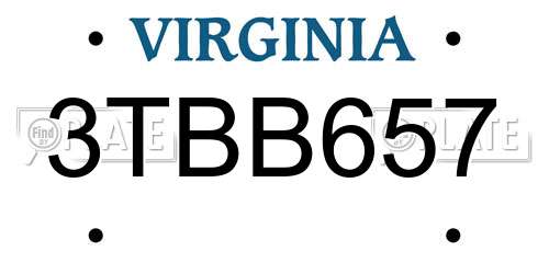 3TBB657 Virginia License Plate