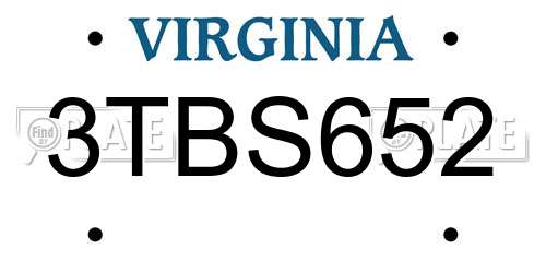 3TBS652 Virginia License Plate