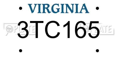 3TC165 Virginia License Plate