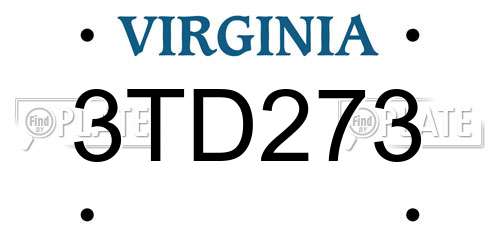 3TD273 Virginia License Plate