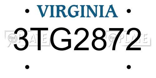 3TG2872 Virginia License Plate