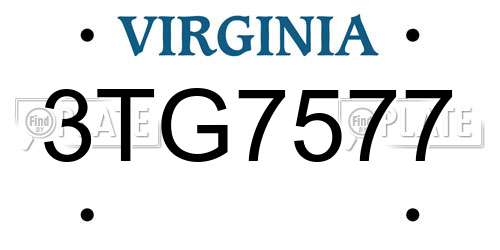 3TG7577 Virginia License Plate