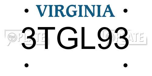 3TGL93 Virginia License Plate