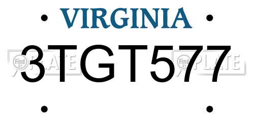 3TGT577 Virginia License Plate