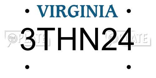 3THN24 Virginia License Plate