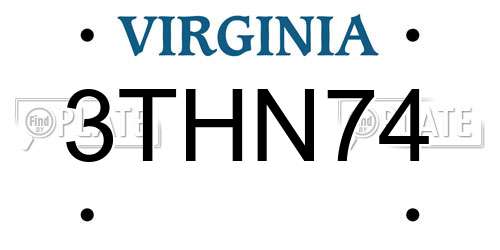 3THN74 Virginia License Plate