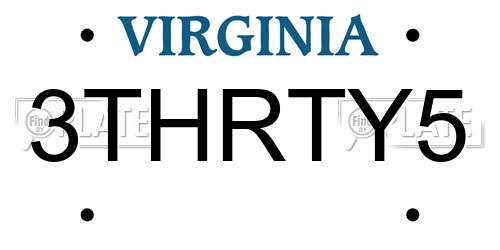 3THRTY5 Virginia License Plate