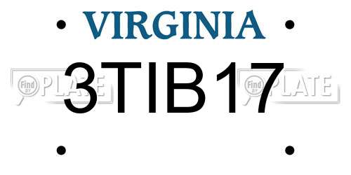 3TIB17 Virginia License Plate