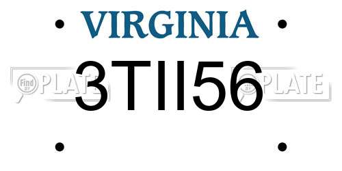 3TII56 Virginia License Plate