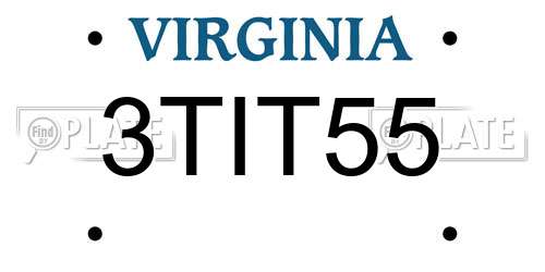 3TIT55 Virginia License Plate