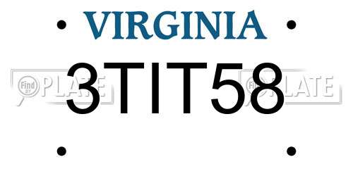 3TIT58 Virginia License Plate