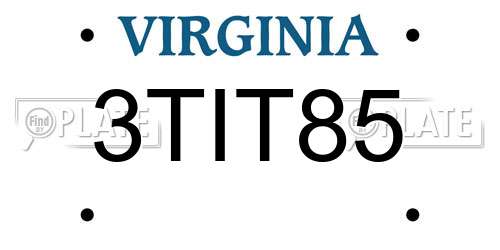 3TIT85 Virginia License Plate