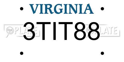 3TIT88 Virginia License Plate