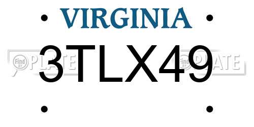 3TLX49 Virginia License Plate