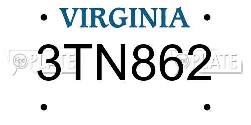 3TN862 Virginia License Plate