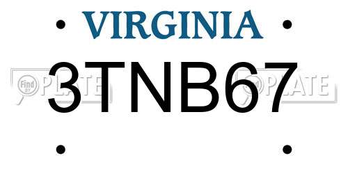 3TNB67 Virginia License Plate