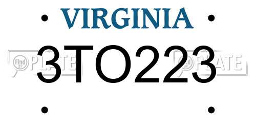 3TO223 Virginia License Plate