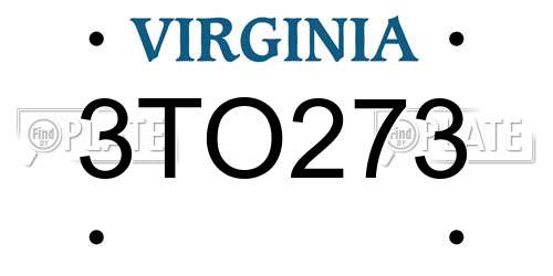 3TO273 Virginia License Plate