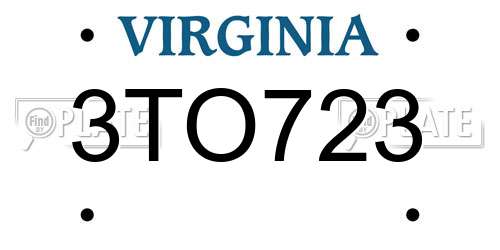 3TO723 Virginia License Plate
