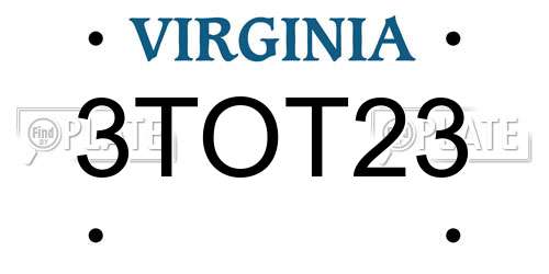 3TOT23 Virginia License Plate