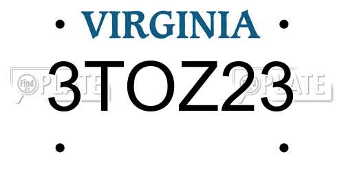 3TOZ23 Virginia License Plate