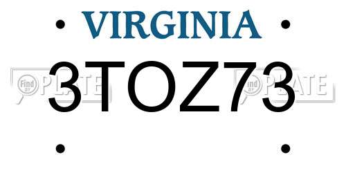 3TOZ73 Virginia License Plate