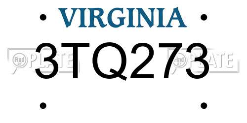 3TQ273 Virginia License Plate
