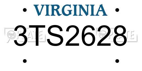 3TS2628 Virginia License Plate