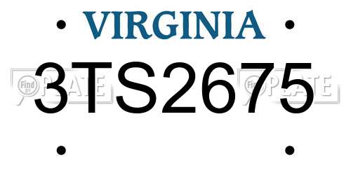 3TS2675 Virginia License Plate