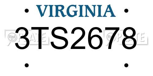 3TS2678 Virginia License Plate