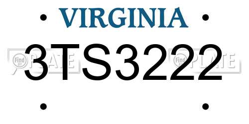 3TS3222 Virginia License Plate