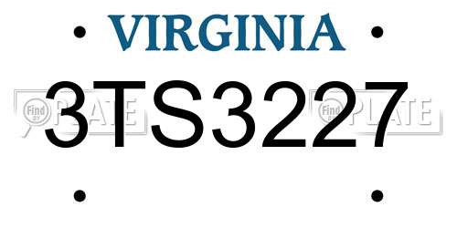 3TS3227 Virginia License Plate